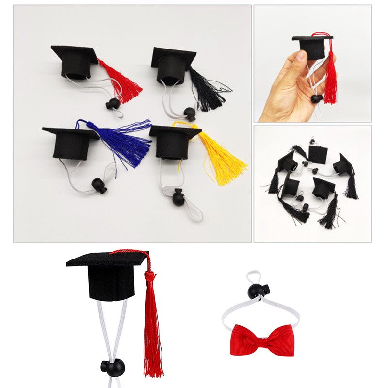 Chapéu de Formatura Pequeno Animal Mini Chapéu de Bacharel com Borla Boné de Estimação Fofo Gravata Borboleta para Gatinho Hamster Acessório de Fantasia para Fotos