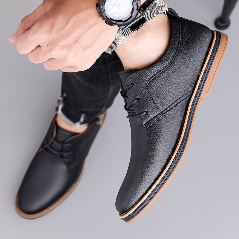 Men's Solid-Color Striped Business Formal Shoe Fashionable And Comfortable Oxford Shoe New Autumn Winter Casual Dress Party Shoe