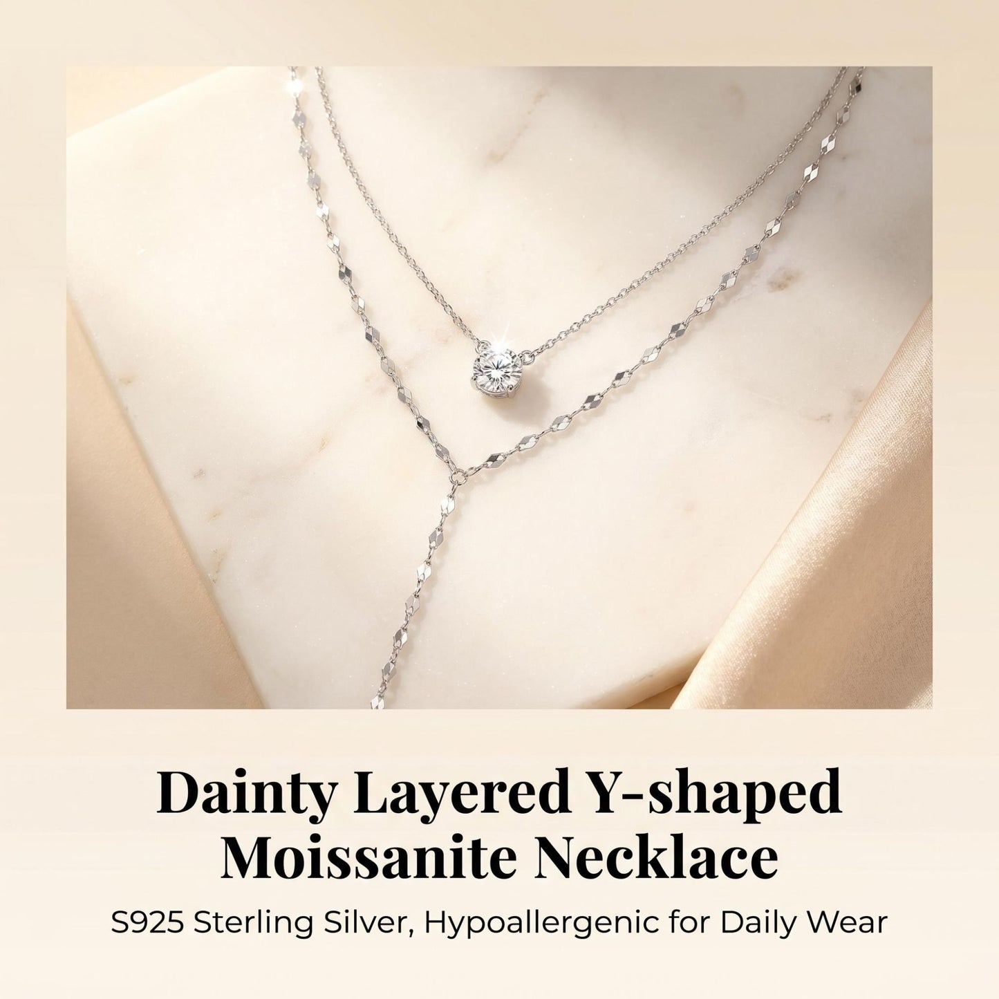 Moissanite S925 Silver Double-layer Necklace Y-shaped Fringed Exquisite Sweater Chain Light Luxury Niche Affordable Jewelry Gift