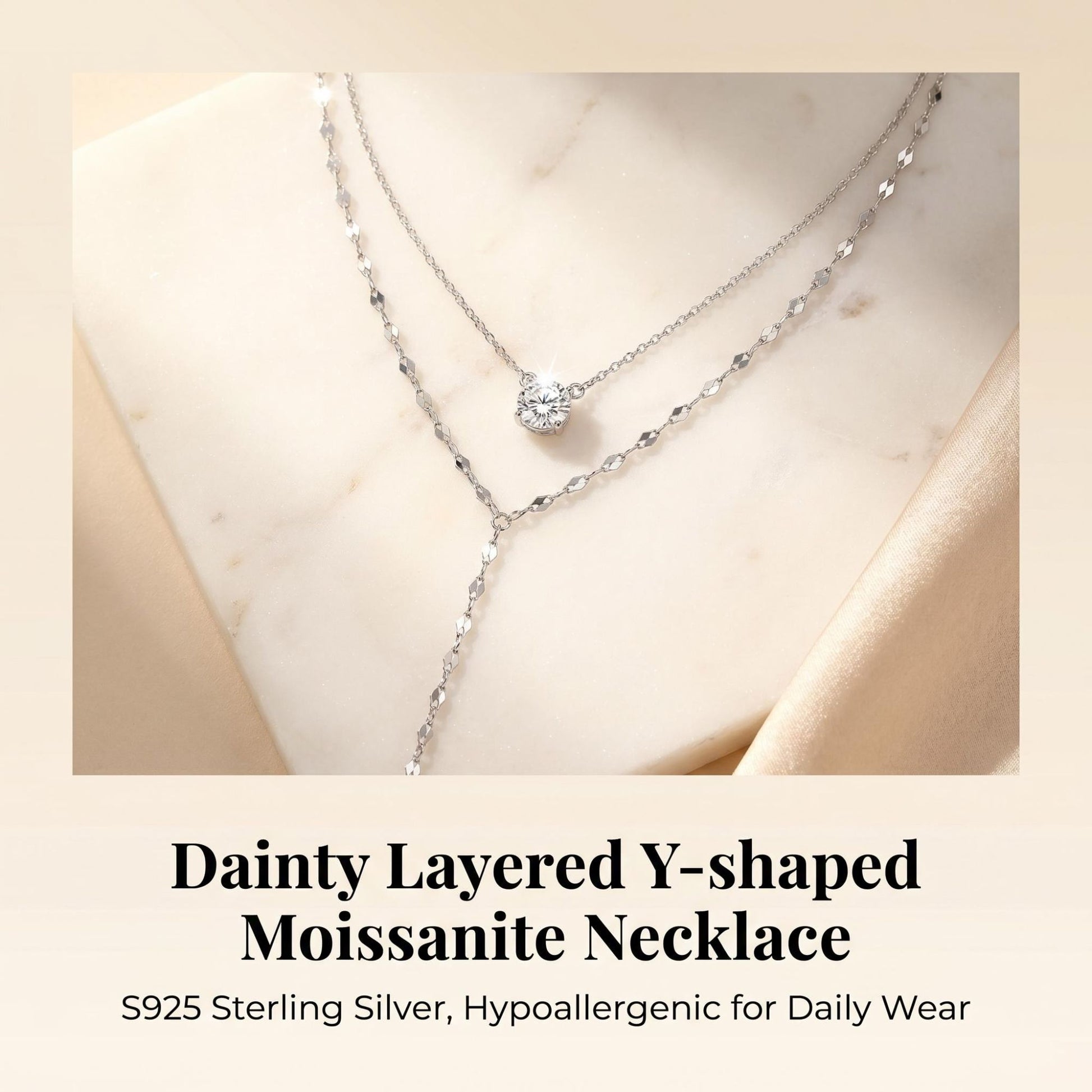 Moissanite S925 Silver Double-layer Necklace Y-shaped Fringed Exquisite Sweater Chain Light Luxury Niche Affordable Jewelry Gift