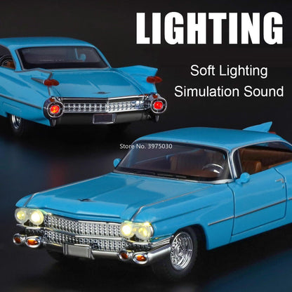 1:32 Escala Cadillac Eldorado Carros Brinquedo Modelos Pneus de Borracha com Luz Música Veículos Roda Puxar para Trás Miniatura de Carro Enfeite