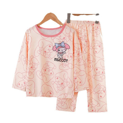 Girls Pajamas Spring Autumn Children Pajamas Long Sleeve Cartoon Kids Sleepwear Robe Children's Clothing Mother