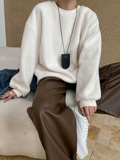 High Elastic Waist Coffee Pu Leather Long Wide Leg Pants New Trousers Women Fashion Tide Spring Autumn