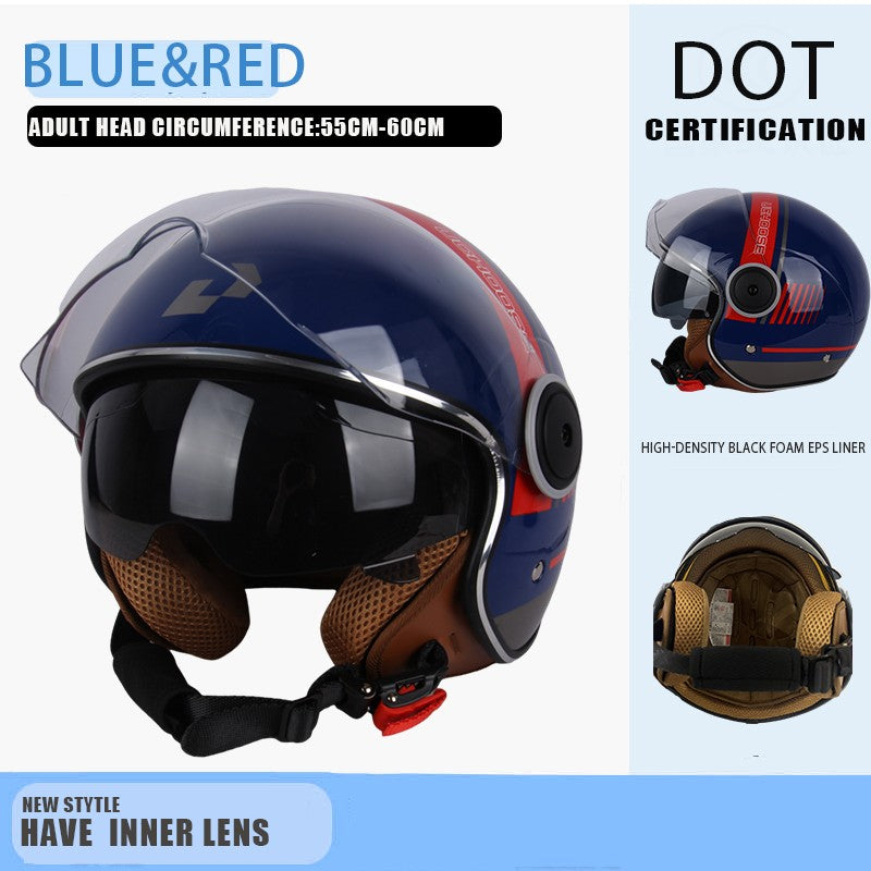 Capacete de proteção certificado pelo DOT, capacetes vintage de lente dupla, capacete de corrida para todas as estações