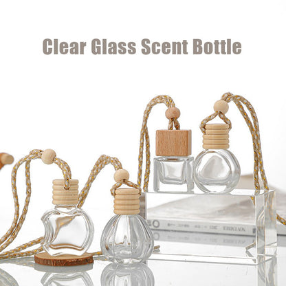 5PCS 8-12ml Empty Clear Glass Car Perfume Bottle Auto Air Freshener Car Decoration Pendant Essential Oil Diffuser Container