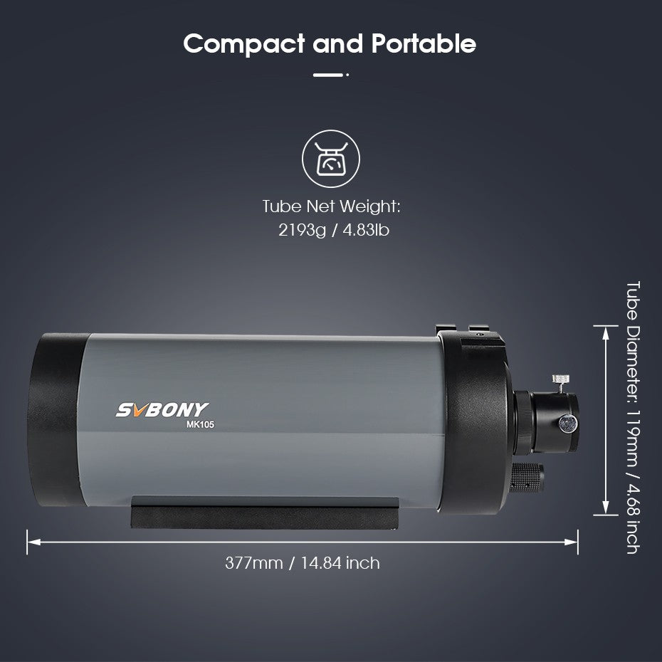 Svbony MK90/MK105/MK127 Telescópio MaK Portátil, Design "Grab-and-Go" para Observação Lunar, Planetária e de Nebulosas, Maksutov Cassegrain