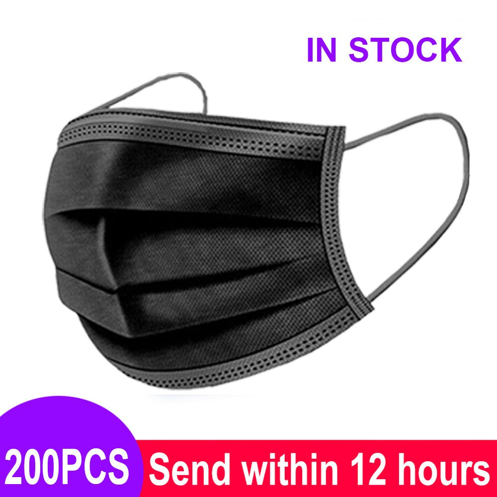 Pink Black Disposable Non-woven 3-layer Face Mask Breathable Mask With Elastic Earband Breathable Adult Mouth Mask