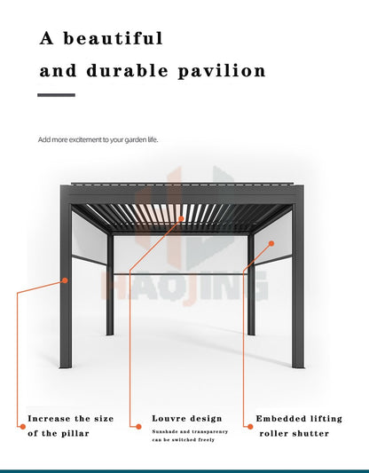Outdoor Garden Gazebo Sun Room Waterproof Aluminum Pavillion 4x3 3x6 Electric Metal Louvred Pergola Bioclimatica roof Customized