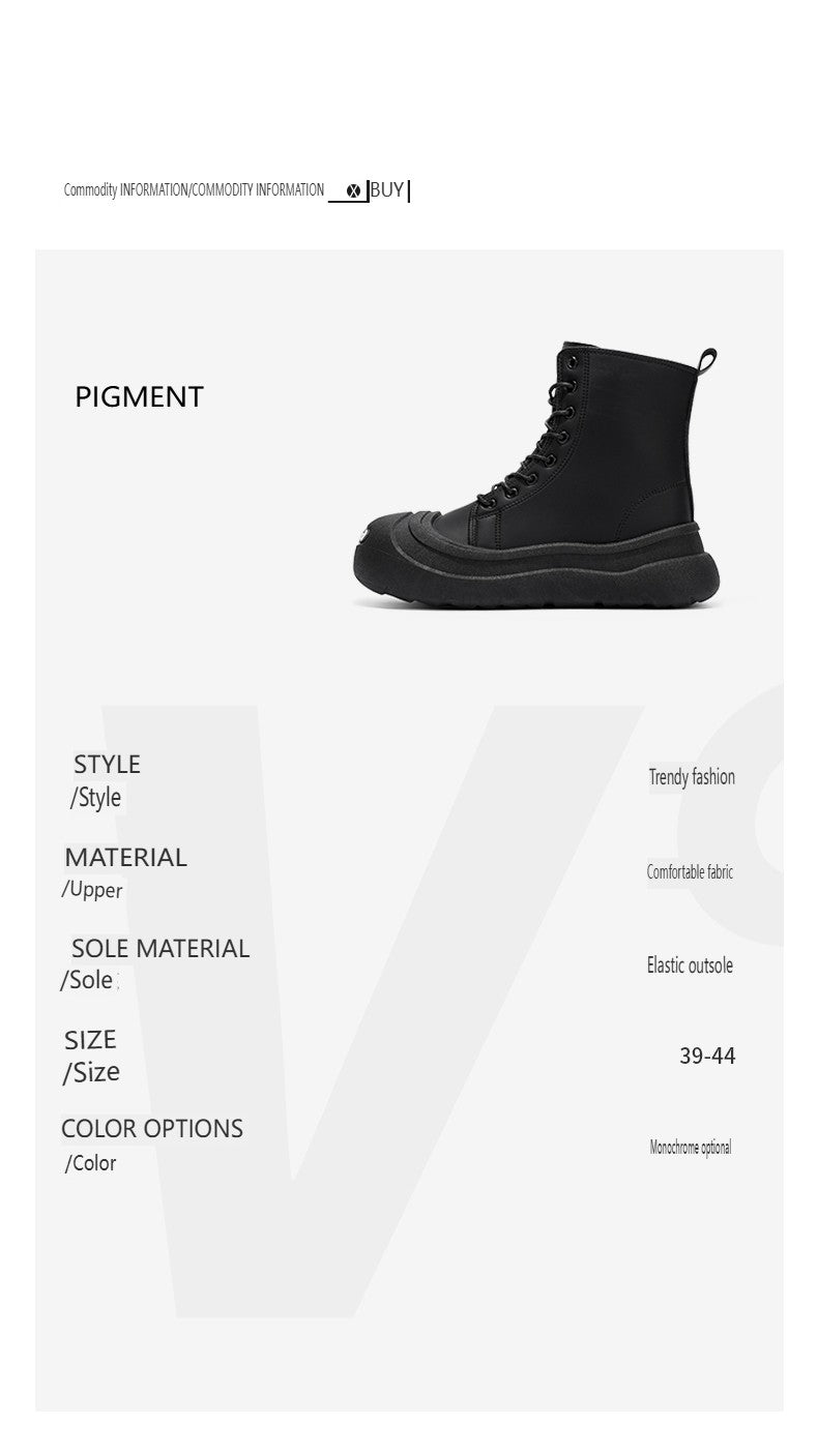 Large-size Autumn High-top Versatile Black Shoes, Men's Outdoor Anti-slip and Wear-resistant Casual Leather Boots