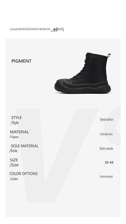 Large-size Autumn High-top Versatile Black Shoes, Men's Outdoor Anti-slip and Wear-resistant Casual Leather Boots