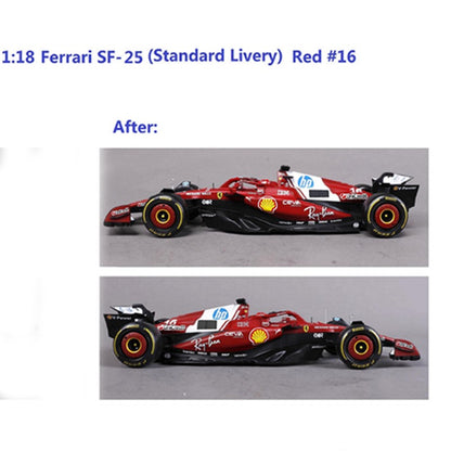 Novo 1:18 Bburago Ferrari 2025 F1 Sf-25 Hamilton #44 Leclerc #16 Liga Miniatura Die-Casting Modelo de Carro Presentes Brinquedos Personalizados Ornamento
