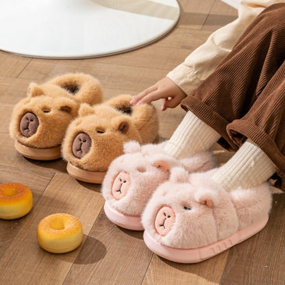 Kids Winter Warm Cotton Slippers Cute Capybara Slip-On Shoes for Boys & Girls Soft Non-Slip Soles Lightweight Easy Wear Closure