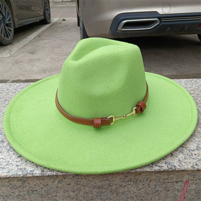 Chapéu Fedora de feltro liso com coroa em formato de gota para homens e mulheres novo cinto de couro Chapéu Panamá ????? ???????