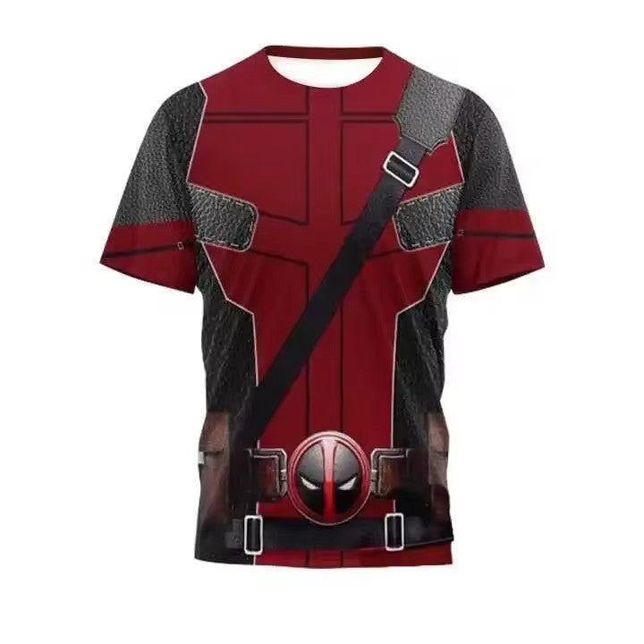 ?Miniso?Summer Men T Shirt Deadpool Wolverine 3 Costume Tshirt For Mne Short Sleeve Superhero Training Uniform Tracksuit Top