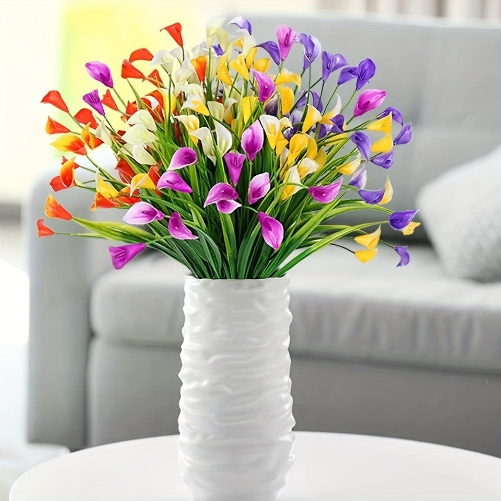 1/2/5Pcss 33cm Artificial Calla Lily Bouquet Plastic UV Protection Calla Lily Artificial Flowers Fake Plant Home Room Decor