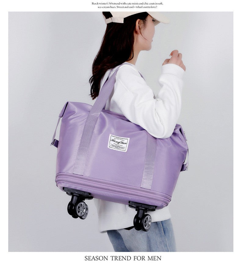 Mala expansível com rodízio universal Grande capacidade de armazenamento para separação de itens secos e molhados Bolsa de viagem e fitness leve