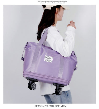 Mala expansível com rodízio universal Grande capacidade de armazenamento para separação de itens secos e molhados Bolsa de viagem e fitness leve