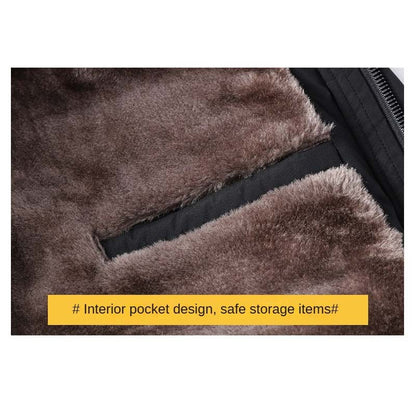 Conjunto Masculino de Pesca Corta-Vento e Quente para Uso Externo, Conjunto de Lã para Montanhismo, Jaqueta de Lã Grossa de Pelúcia para Inverno, Jaqueta Masculina com Capuz