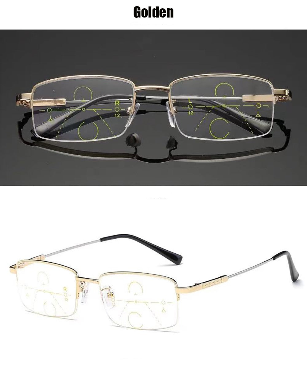 Progressive Men's Eyeglasses Frame Multifocal Reading Glasses Anti Blue Light Eyewear Near Far Sight Glasse escuadras de metal+4