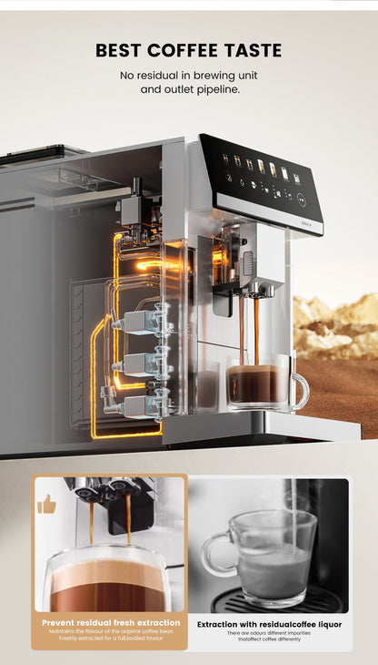 Máquina de Café Expresso Automática Mcilpoog M3 – Espumador e Reservatório de Leite Integrados, 7 Variedades de Café, Tela Sensível ao Toque