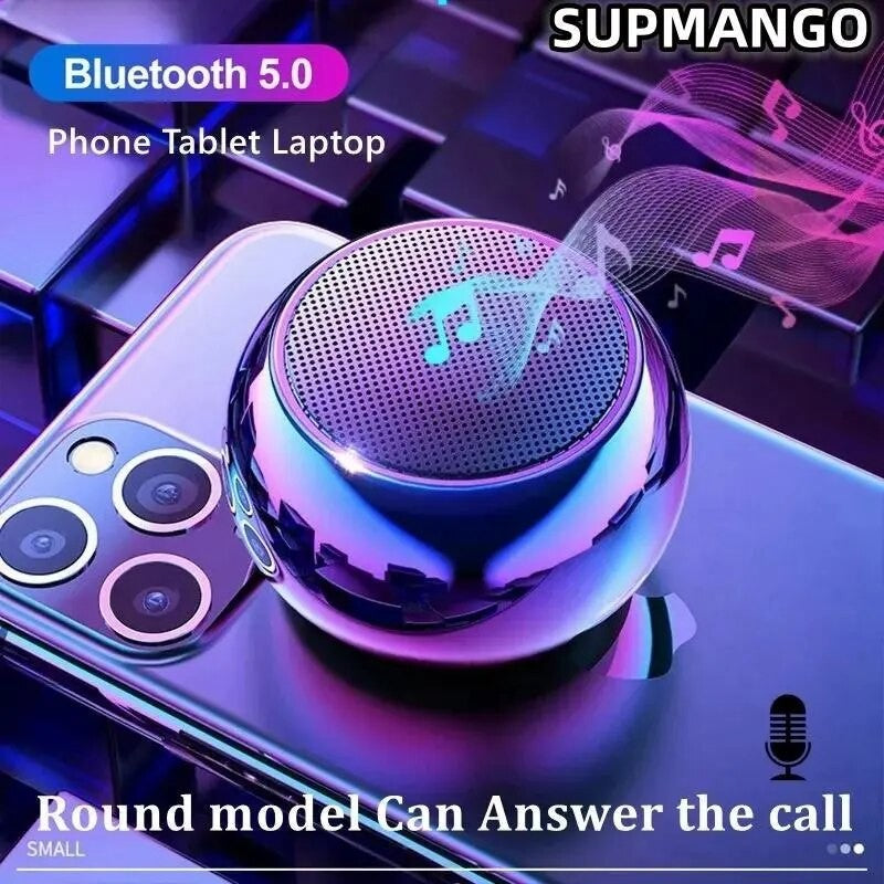 Caixa de som Bluetooth sem fio portátil pequena de metal com subwoofer estéreo e som surround, mini caixa de som Bluetooth externa