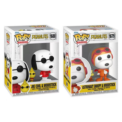 Funko Pop Snoopy Beagle Scouts Série Boneco de Ação Anime Woodstock Astronauta Joe Cool Brinquedo Modelo Figuras Edição Limitada Presentes