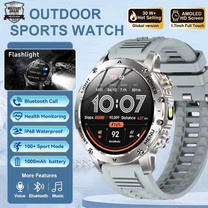 2025 T-REX3 1000mAh Grande Bateria Durável Relógio Inteligente Adulto GPS Lanterna Forte 10ATM À Prova D'água Chamada BT Smartwatch Esportivo Masculino