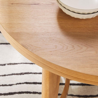 Modern Farmhouse Rustic Solid Oak Wood Oval Dining Table for 6 - White Oak