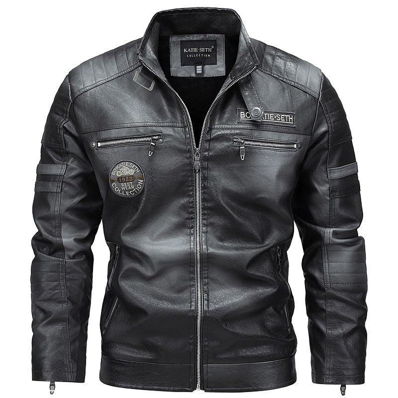 Quality New Male Casual Leather Jackets 7XL Autumn Winter Men Stand Collar Motorcycle Leather Jackets Vintage Leather Coat