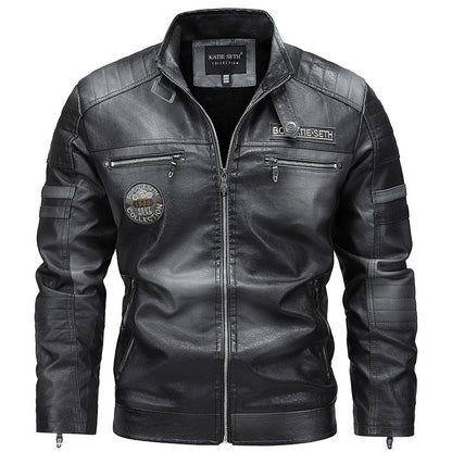 Quality New Male Casual Leather Jackets 7XL Autumn Winter Men Stand Collar Motorcycle Leather Jackets Vintage Leather Coat
