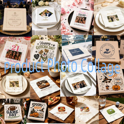 Hallowmas Custom Napkins Logo Personalized Photo Text Cocktail 3-Ply Paper Napkins for Wedding Bar Baby Shower Birthday Party