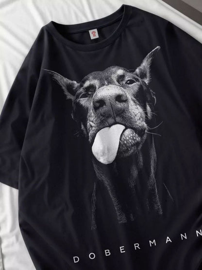 Cotton T-Shirts Women Dog Prints Cotton Tops Summer O-Neck Oversize T Shirts Casual Short Sleeve Tees Street Woman Clothes