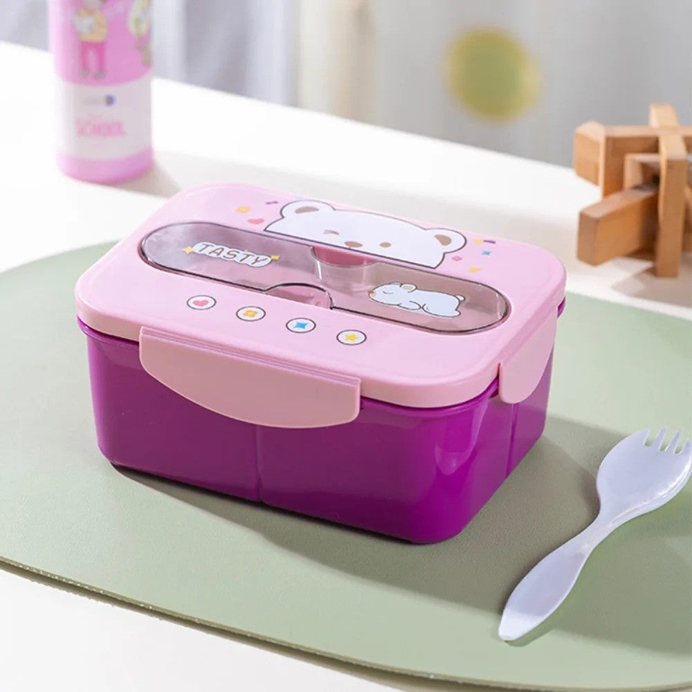 Conjunto de Copo Lancheira Infantil de Plástico Portátil 1200ML com Garfo e Lancheira Infantil com Copo de Água, Recipiente para Armazenamento de Alimentos