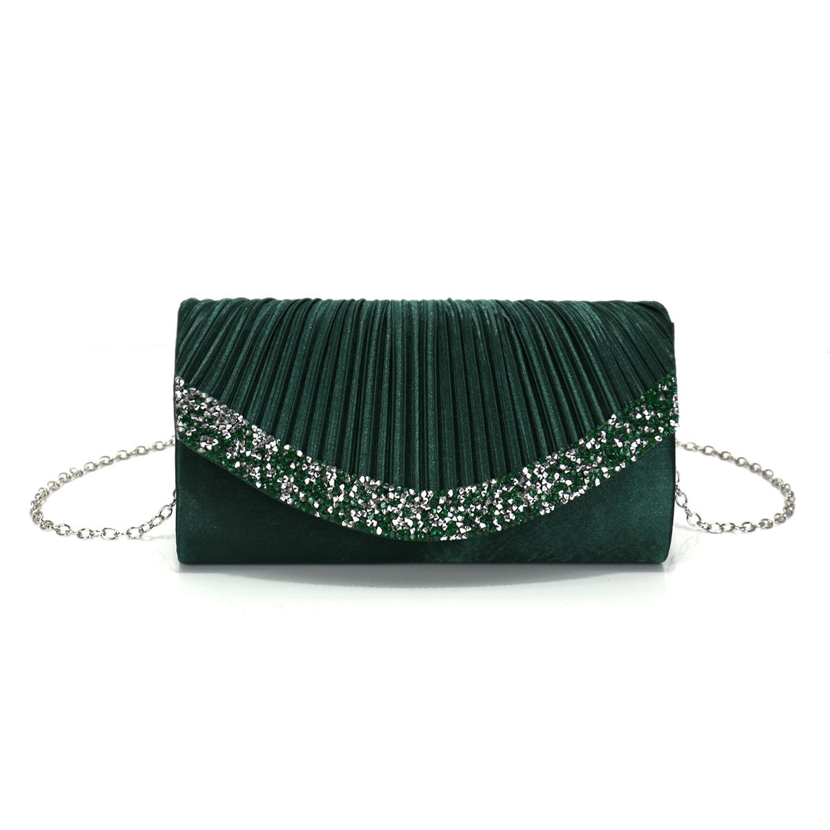 Glitter Envelope Desing Women Evening Bags Satin Shoulder Chain Handbags Rhinestones Luxury Prom Banquet Purse