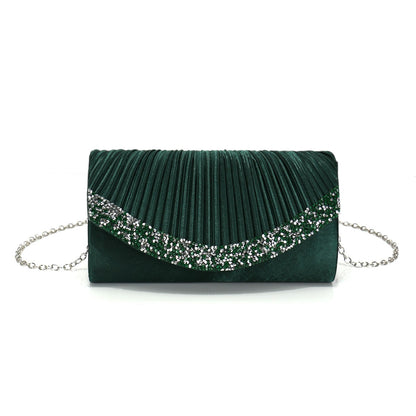 Glitter Envelope Desing Women Evening Bags Satin Shoulder Chain Handbags Rhinestones Luxury Prom Banquet Purse