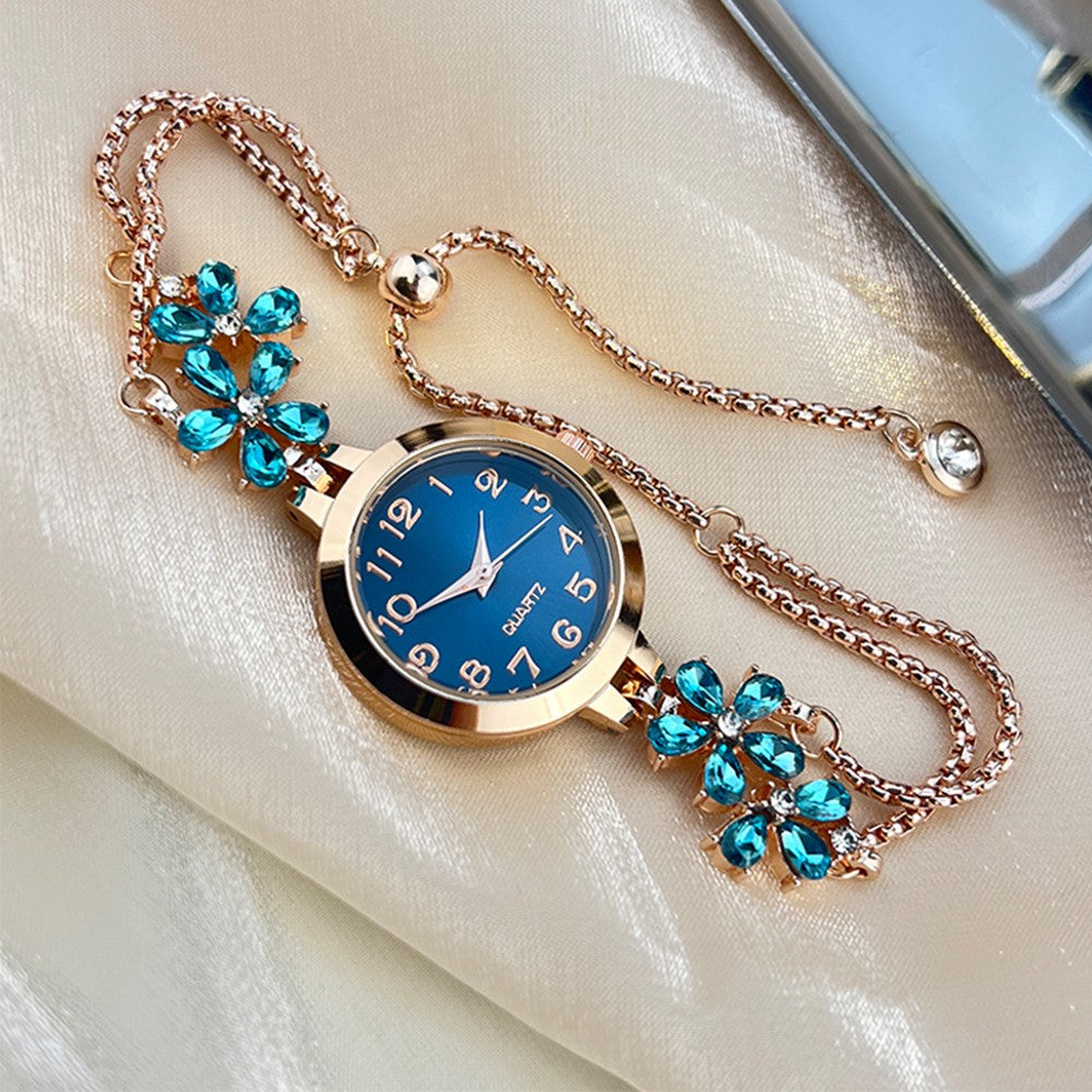 Live burst new diamond set flowers color diamond simple fashion pull bracelet watch women's watch