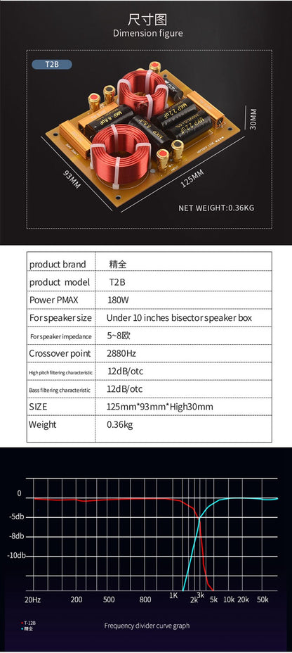 HIFIDIY Hi-Fi 2 VIAS 2 unidades de alto-falante (tweeter + grave) Crossovers divisores de frequência de áudio T2B