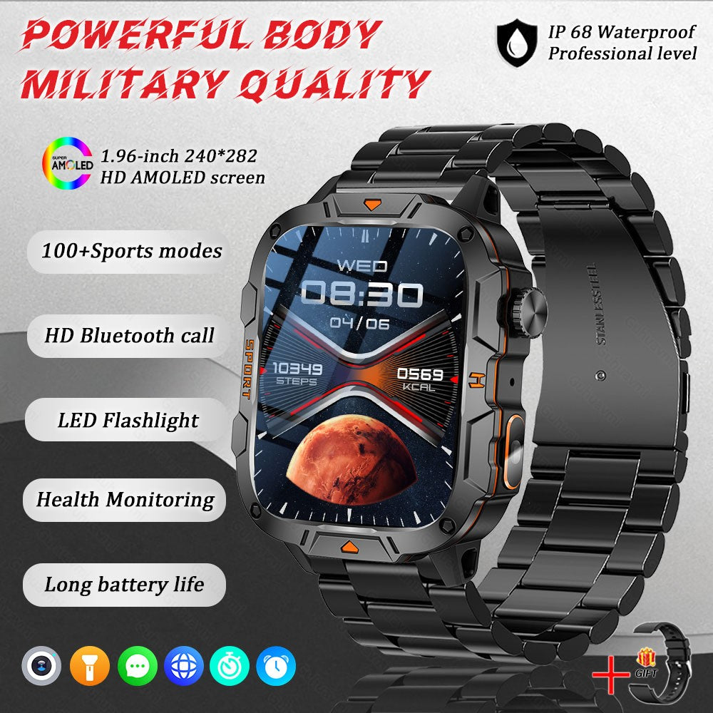 2025 Novo Para Xiaomi Militar Grau Smart Watch Masculino Tela AMOLED de 1.96" 5ATM À Prova D'Água Esportes Rastreador de Fitness Chamada BT Smartwatch