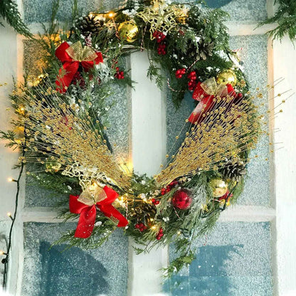 1-10pcs Gold Christmas Decorative Flash Artificial Berry Stem Decor for Christmas Tree DIY Wreath Fireplace Holiday Crafts Gifts