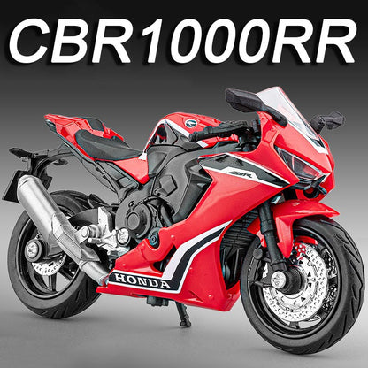 1:18 Hayabusa R1 GSX1000R CBR1000RR Modelos de Miniaturas de Motocicletas Brinquedo de Liga Fundido Direção da Roda Dianteira com Amortecimento Presentes