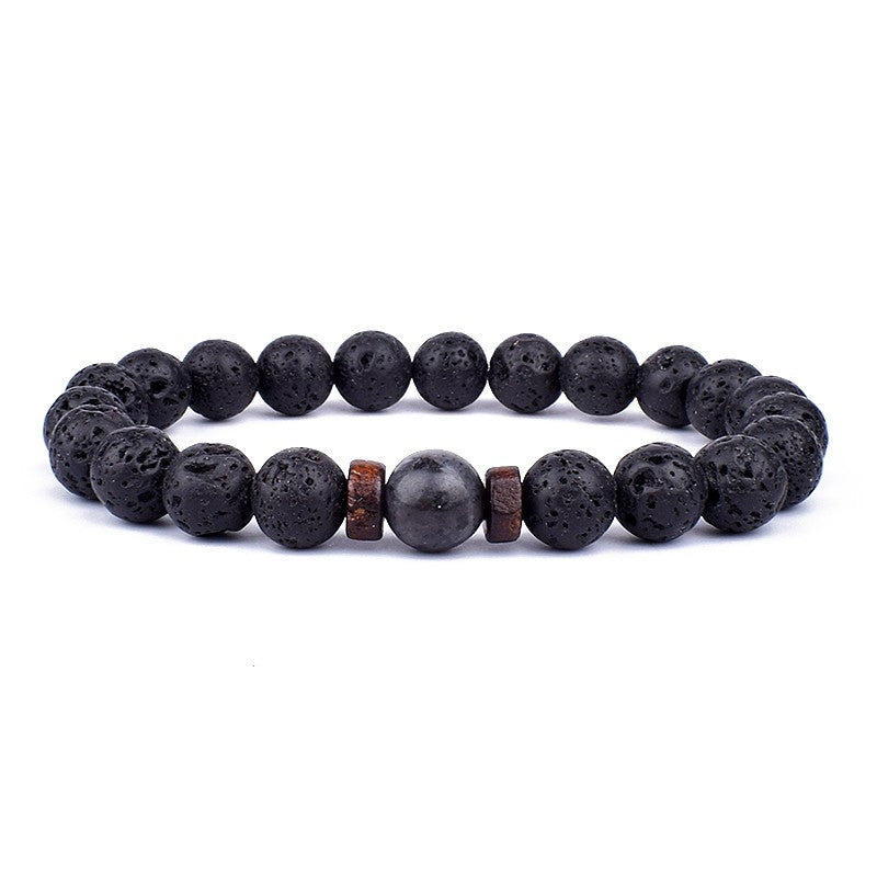 Pulseira de Pedra Vulcânica para Homens Lava Madeira 8mm Contas Pulseira Buda Tibetano Corrente de Pulso Feminina Masculina Jóias Presente Novas Pulseiras
