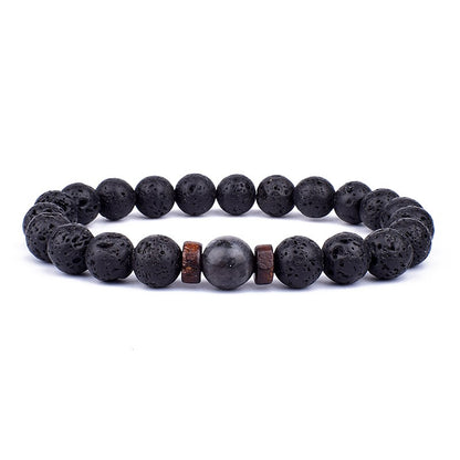 Pulseira de Pedra Vulcânica para Homens Lava Madeira 8mm Contas Pulseira Buda Tibetano Corrente de Pulso Feminina Masculina Jóias Presente Novas Pulseiras
