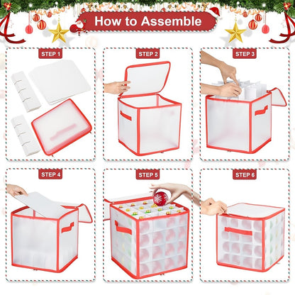 1/2pcs Christmas Ornament Storage Box With Handle Xmas Balls Decorations Container Large Capacity Bag Holiday Accesory Organizer