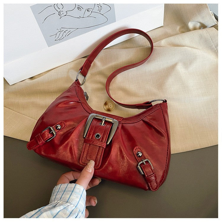 2025 Large Capacity Pleated New Retro Commuter Temperament Locomotive Do Old Style Underarm Shoulder Bag Women
