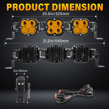 4in 30W Amer Cube LED Pod Light Spot Flood Combo Beam Work Lights,3055K/3530K Car Off-Road Driving Lamp for Truck,SUV,Motorcycle