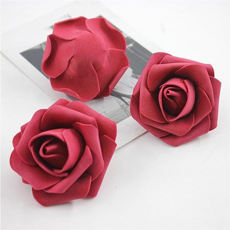 5-100pcs Fake Rose Flower Green Leaves for Valentine's Day Wedding Birthday Party Artificial Roses Heads with Stems Supplies