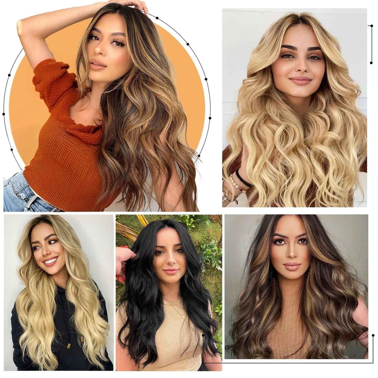Kit 4 Peças Aplique Tic Tac Cabelo Sintético 20 Polegadas Cacheado Longo Grosso Para Mulheres Cabeça Inteira extensões de cabelo sintéticas