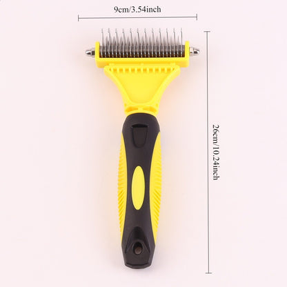 New Arrival Stainless Double-sided Pet Cat Dog Comb Brush Professional Large Dogs Open Knot Rake Knife Pet Grooming Supplies