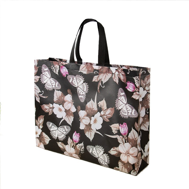 Reusable Non-Woven Fabric Shopping Bag Butterfly Printing Eco Bag Foldable Large Capacity Travel Storage Tote Shopper Bag