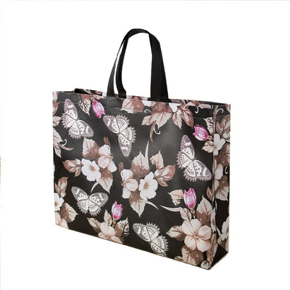 Reusable Non-Woven Fabric Shopping Bag Butterfly Printing Eco Bag Foldable Large Capacity Travel Storage Tote Shopper Bag
